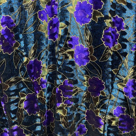 R & K Evening Floral Shacket Blazer Sz 12 Teal Purple Gold Whimsigoth Fairy - Picture 4 of 8